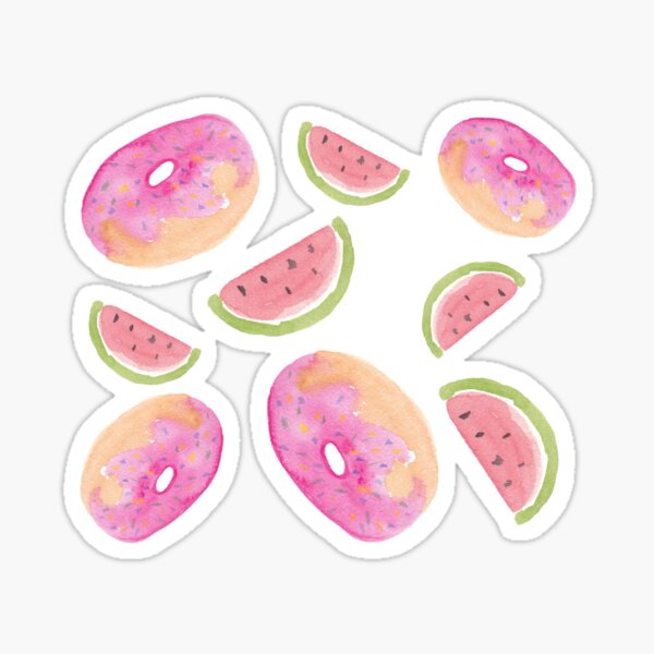 Cute Donut and Watermelon design Sticker