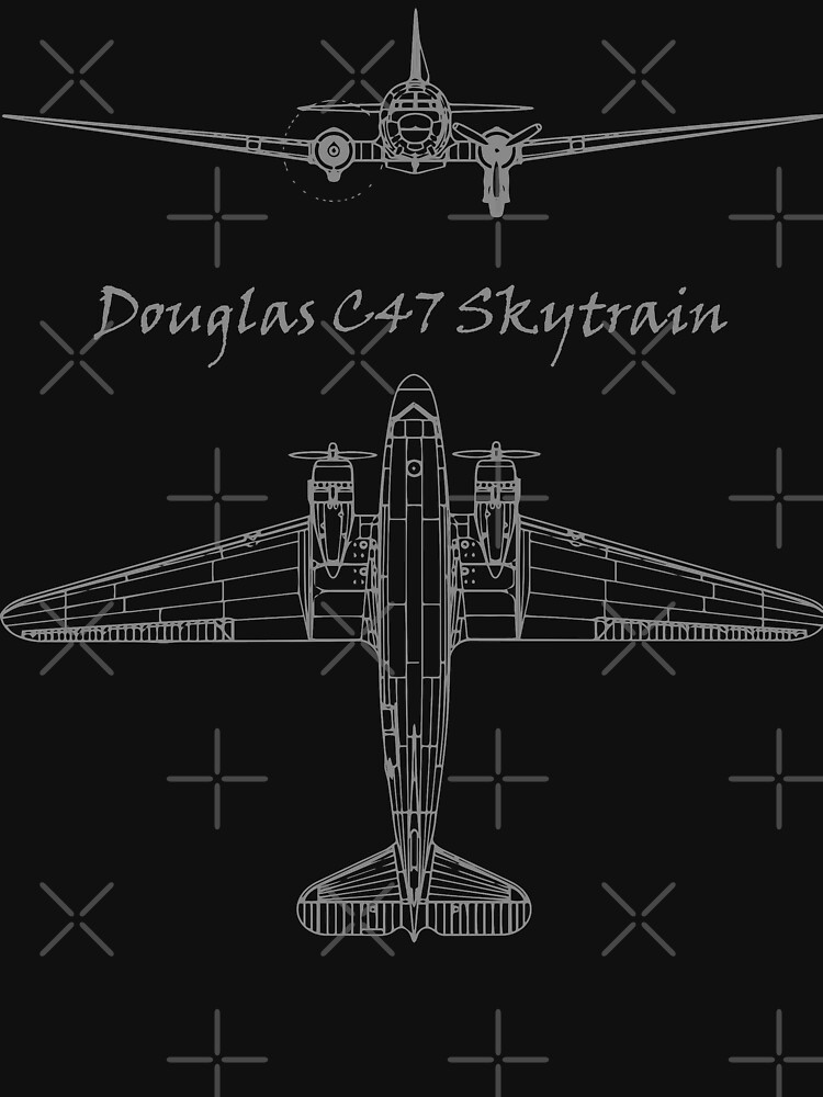 "Douglas C-47 Skytrain Airplane Blueprint" T-shirt For Sale By ...