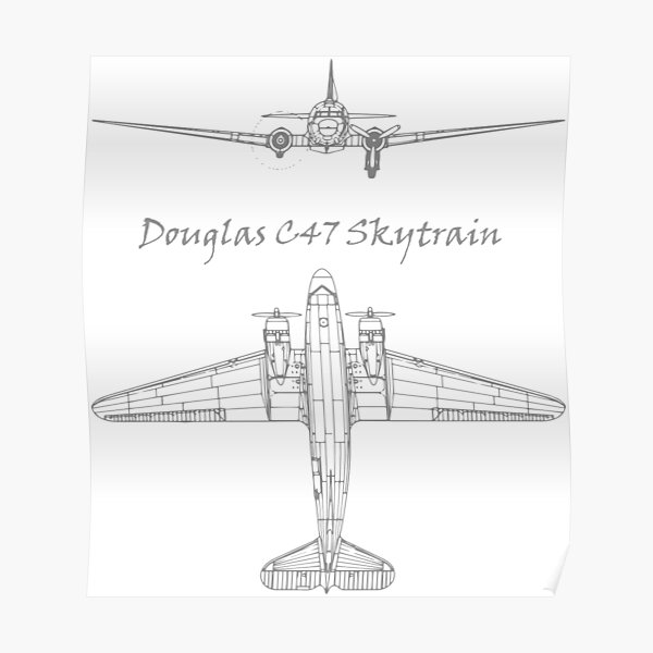 "Douglas C-47 Skytrain Airplane Blueprint" Poster For Sale By ...