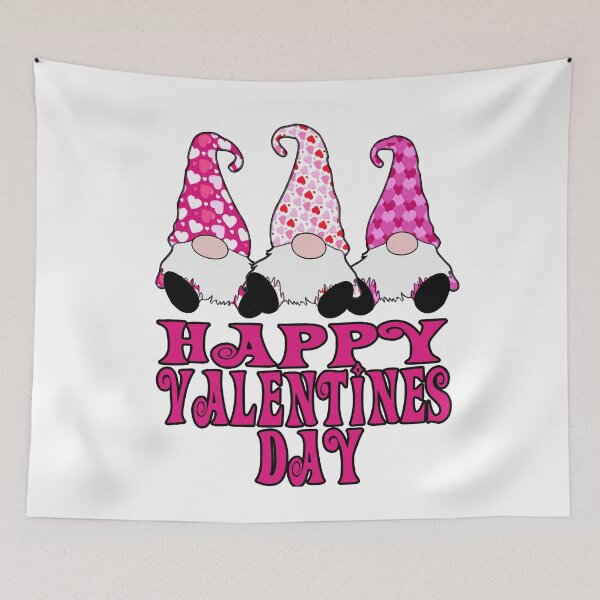 Item preview, 3 Valentines Gnomes Red Pink Hats Hearts Happy Valentines Day designed and sold by funnytshirtemp.