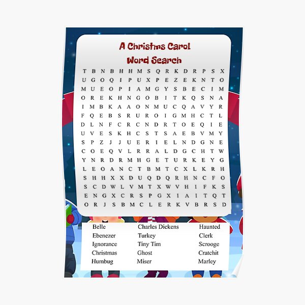 a-christmas-carol-word-search-poster-for-sale-by-sharkprintables-redbubble