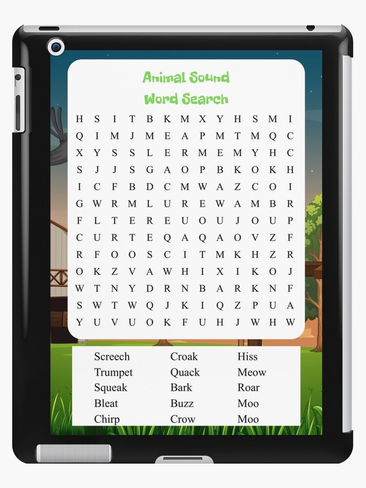 Animal Sound Word Search Ipad Case Skin By Sharkprintables Redbubble