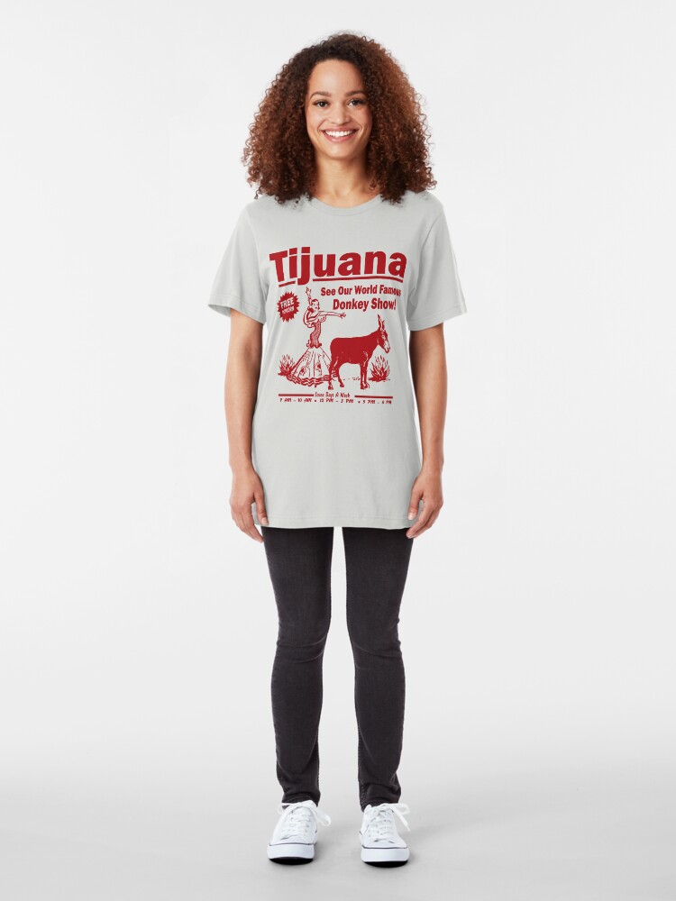 Alternate view of Funny Shirt - Tijuana Donkey Show Slim Fit T-Shirt