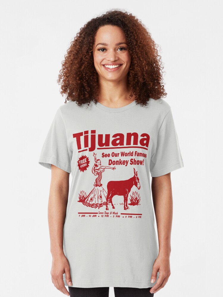Alternate view of Funny Shirt - Tijuana Donkey Show Slim Fit T-Shirt