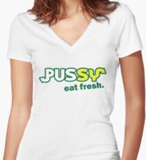 Funny Shirt - Eat Fresh Women's Fitted V-Neck T-Shirt