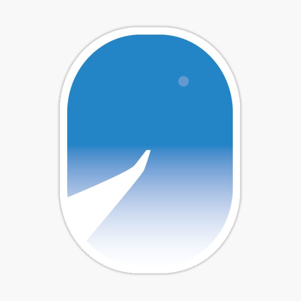 Blue sky with wing as seen from the airplane window Sticker