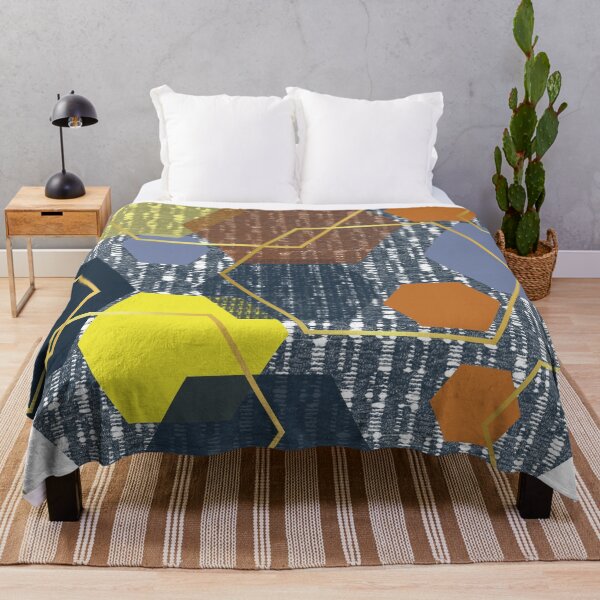 Item preview, Navy with orange and yellow geometric shapes designed and sold by Lilith-Designs.
