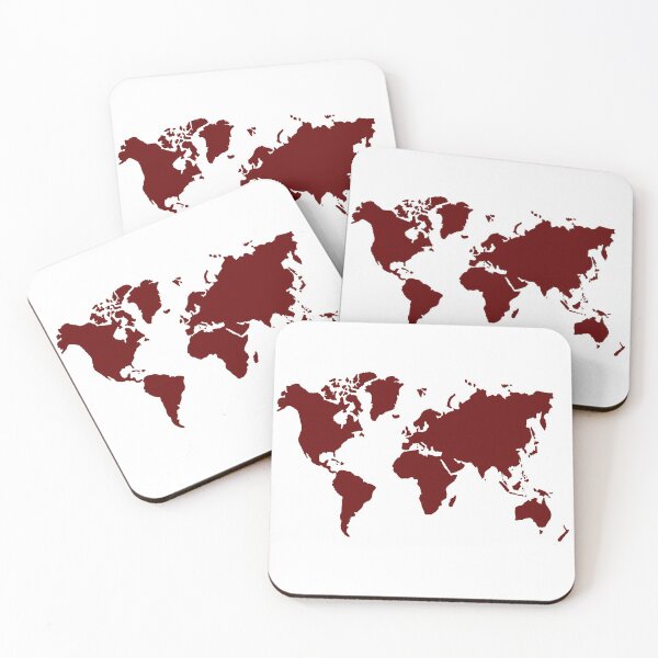 Item preview, carmine red world map designed and sold by dreamtravel.