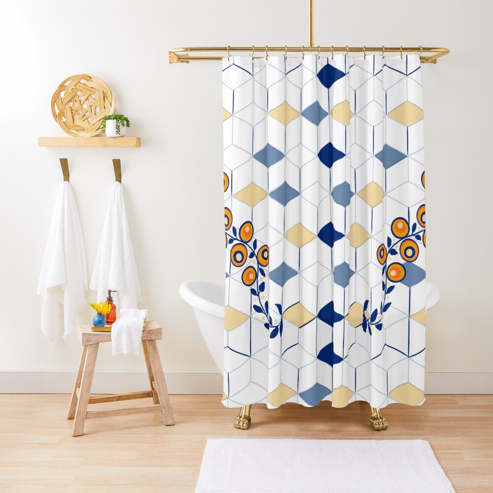 "Urban Modern with Poppies" Shower Curtain by Salzanos Redbubble