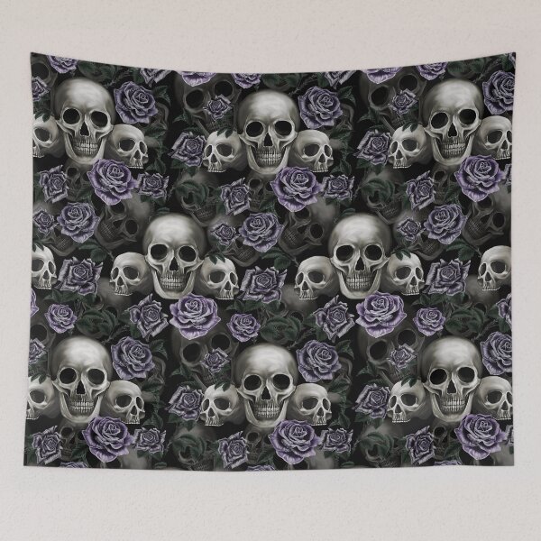 Item preview, Skulls and metalic purple roses designed and sold by BlueMothShop.
