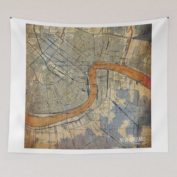 Item preview, New Orleans Louisiana 1932 old vintage map designed and sold by drawspots.