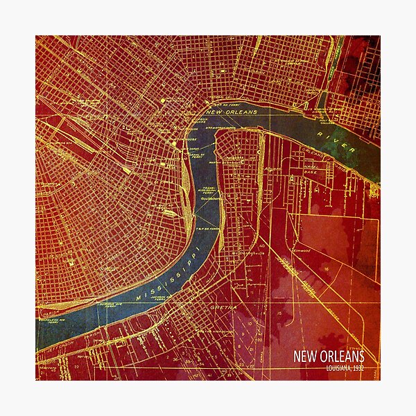Artikel-Vorschau von New Orleans Louisiana 1932 Ursprüngliche alte Karte, designt und verkauft von drawspots.