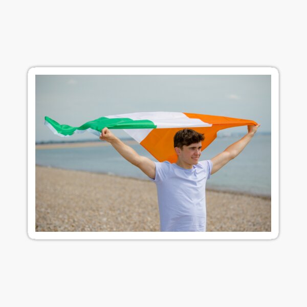 A young man with the Irish Flag Sticker