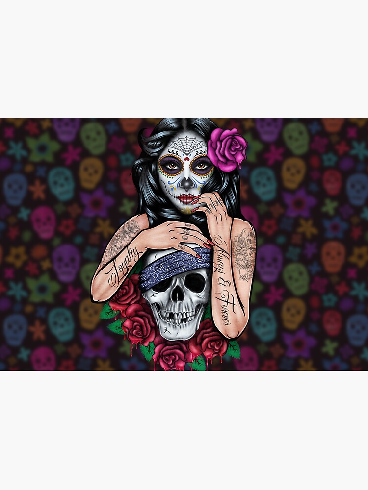 sugar skull floral Tattoo girl day of the dead ( dia de los muertos) makes perfect gifts for any occasion by casestore