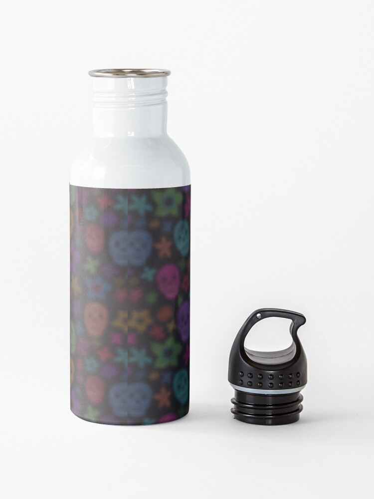 Alternate view of sugar skull floral Tattoo girl day of the dead ( dia de los muertos) makes perfect gifts for any occasion Water Bottle