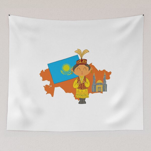 Item preview, Kazakhstan with Map, Flag and girl with traditional clothes designed and sold by MiraShop.