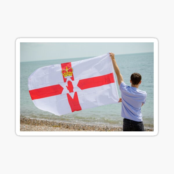 A young man with the Flag of Northern Ireland Sticker