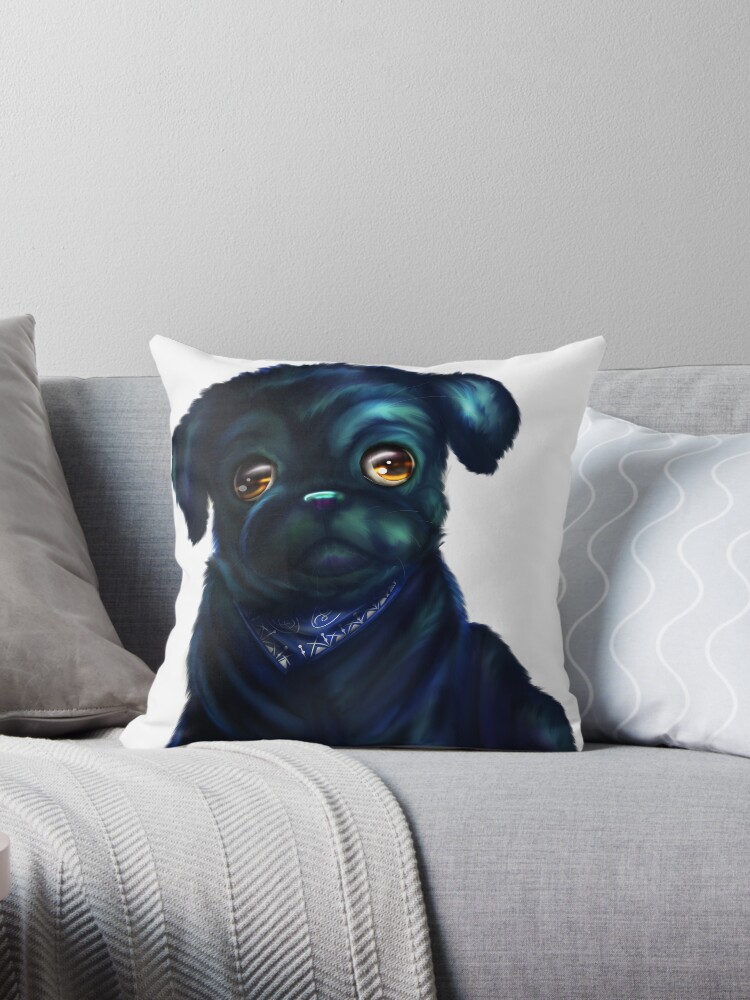 Black pug cushion sale