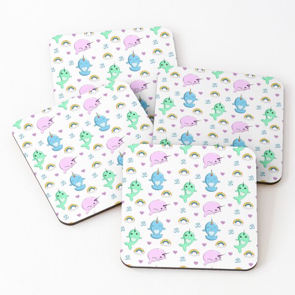 Item preview, Narwhals Doing Yoga Kawaii Pattern designed and sold by ferinefire.