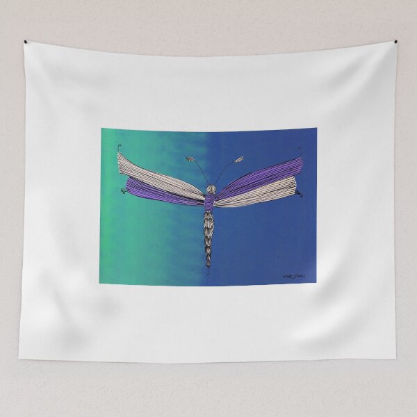 Item preview, Violet And White Dragonfly By ArtGuru 9608 - Acrylic On Paper designed and sold by Art Guru.