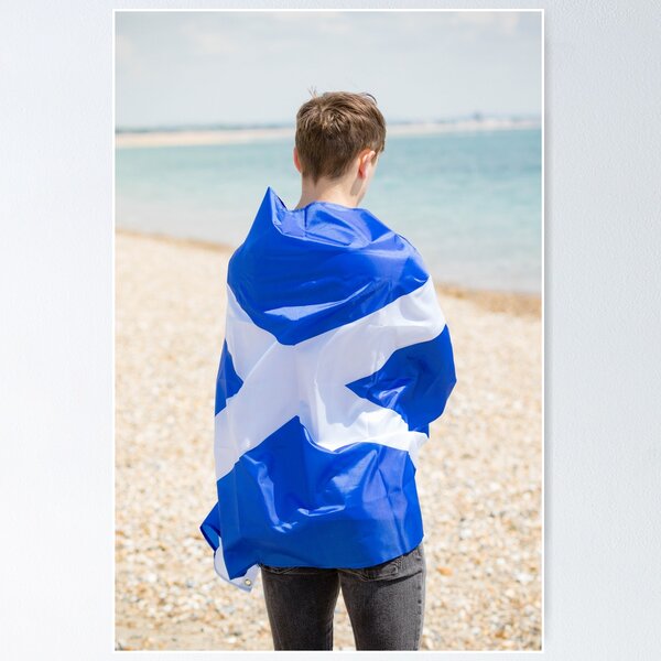 Item preview, A young man holding the flag of Scotland designed and sold by Ben Gingell.