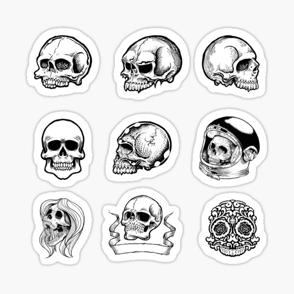 Goth Horror Skulls Stickers Set Sticker