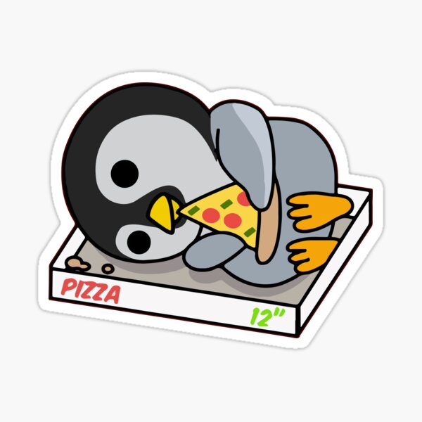 Cute Lazy Penguin Eating Pizza Funny Pizza Lovers, Penguin Lover Gift Sticker