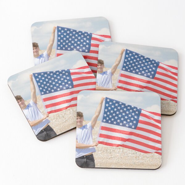 Item preview, A young man holding the flag of The USA designed and sold by Ben Gingell.