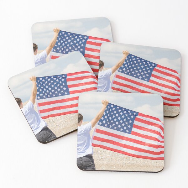 Item preview, A young man holding the flag of The USA designed and sold by Ben Gingell.