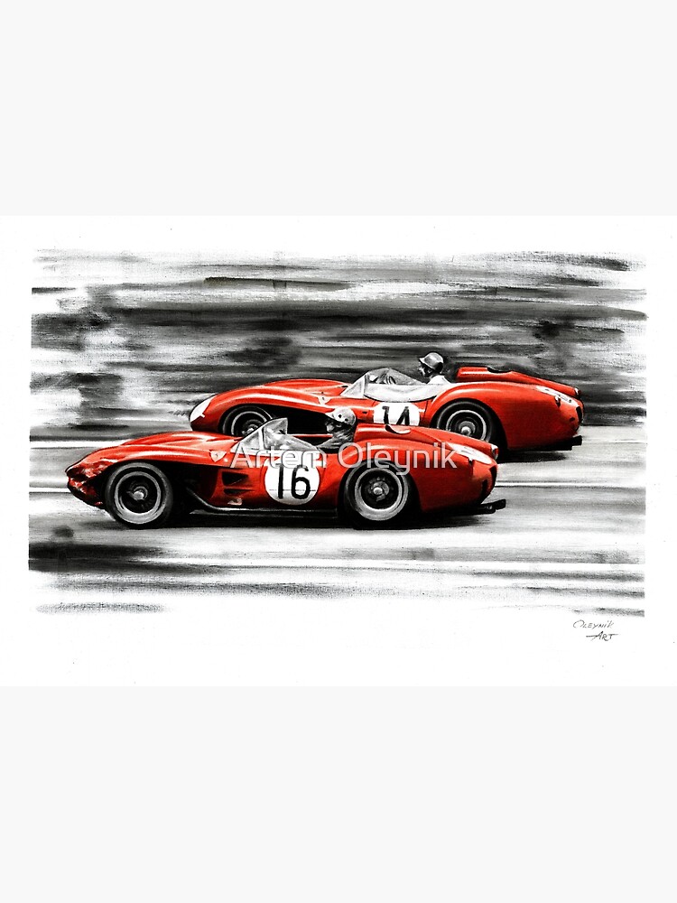 Disover Ferrari 250TR, Phil Hill, Peter Collins Premium Matte Vertical Poster