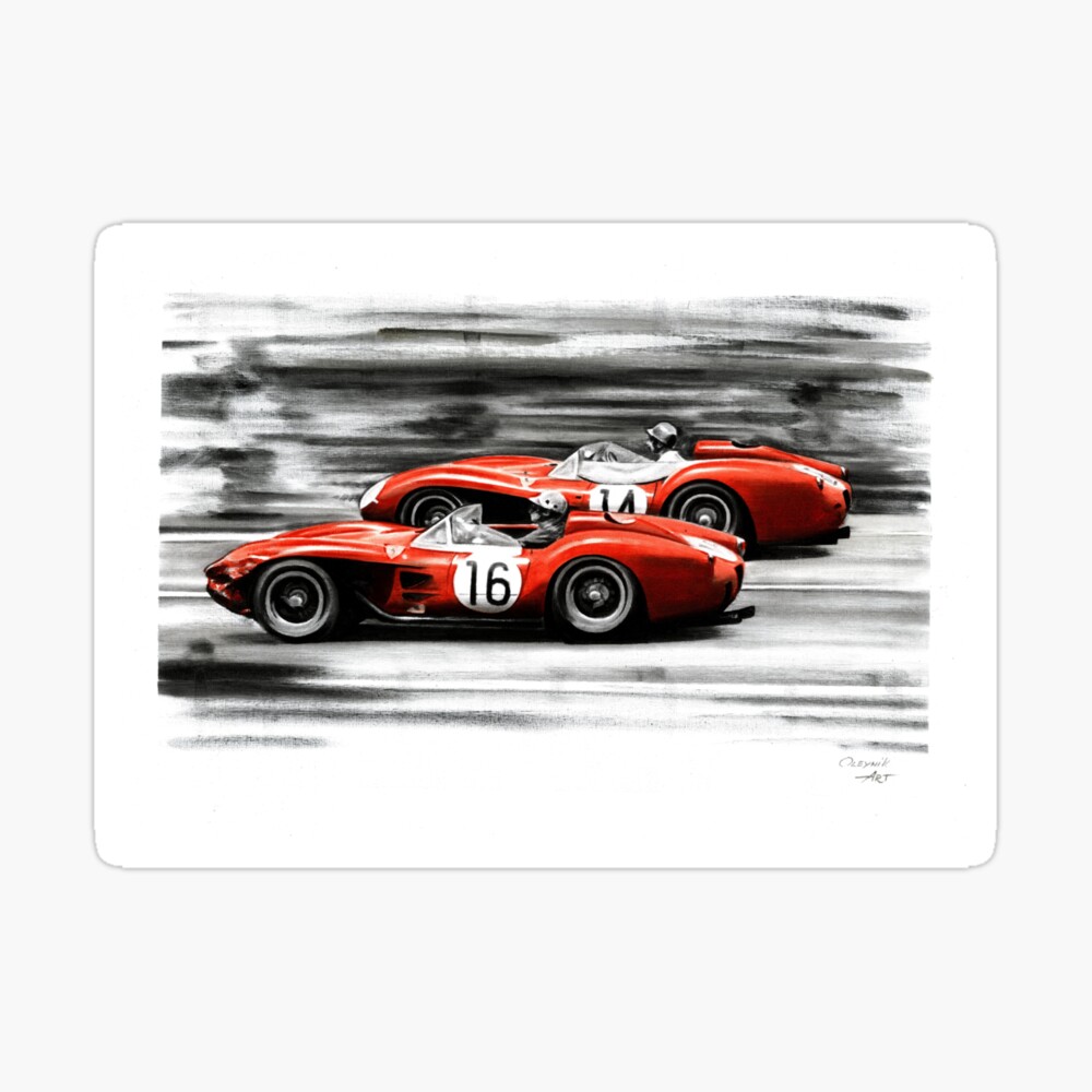 Ferrari 250tr Phil Hill Peter Collins Poster For Sale By Oleynik Redbubble