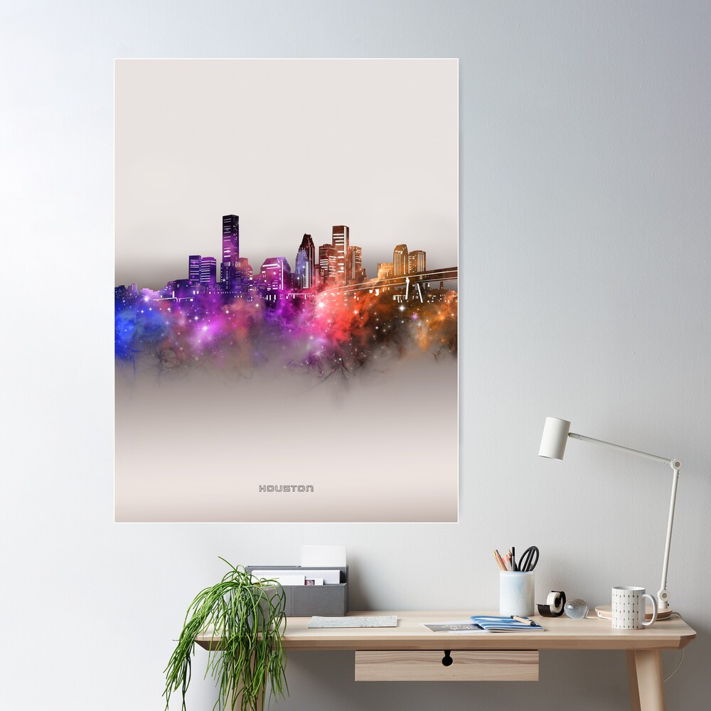 Vintage Houston Baseball Space City Skyline Retro Cityscape Poster