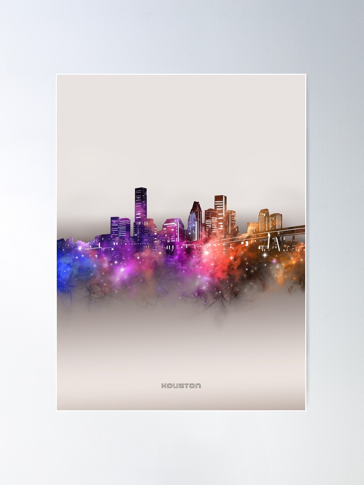 Vintage Houston Baseball Space City Skyline Retro Cityscape Poster