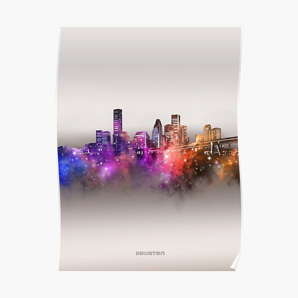 Vintage Houston Baseball Space City Skyline Retro Cityscape Poster