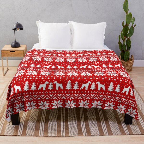 Item preview, Airedale Terrier Silhouettes Red and White Christmas Holiday Pattern designed and sold by Jenn Inashvili.