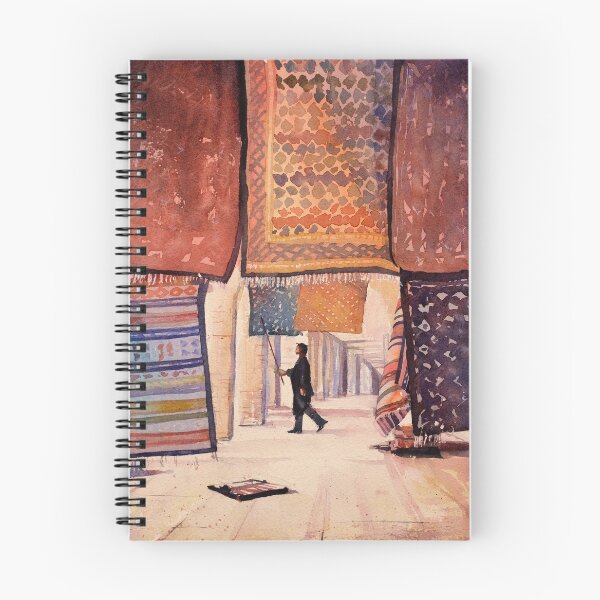 Item preview, Tunisian carpet vendor at Saharan town.  Watercolor painting of carpet vendor in Tunisia. designed and sold by rfoxphoto.