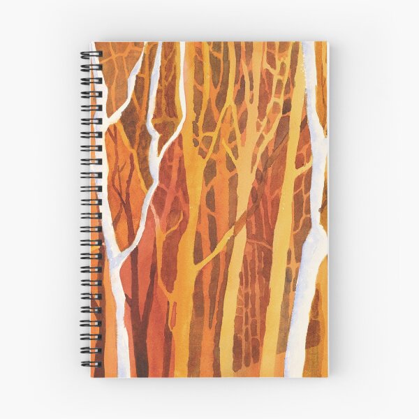 Item preview, Watercolor painting of trees in forest.  Tree art watercolor painting yellow orange designed and sold by rfoxphoto.