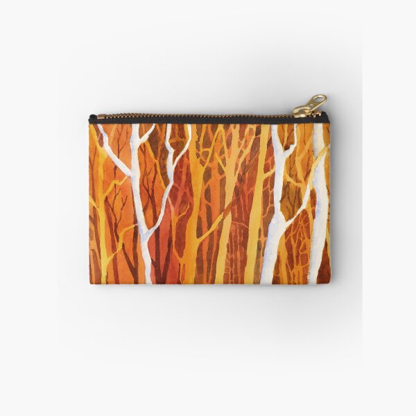 Item preview, Watercolor painting of trees in forest.  Tree art watercolor painting yellow orange designed and sold by rfoxphoto.