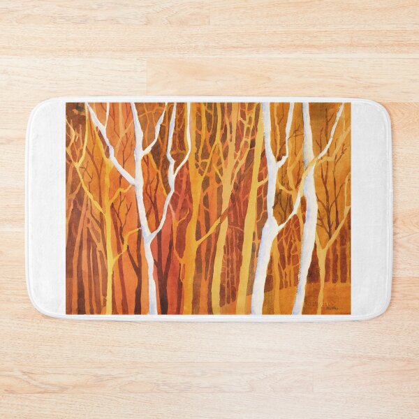 Item preview, Watercolor painting of trees in forest.  Tree art watercolor painting yellow orange designed and sold by rfoxphoto.