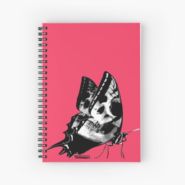 Skullerfly Pink Spiral Notebook