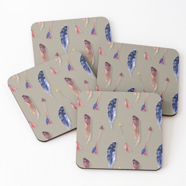 Item preview, Watercolor Feathers and Arrows on Tan Background designed and sold by BigAl3D.