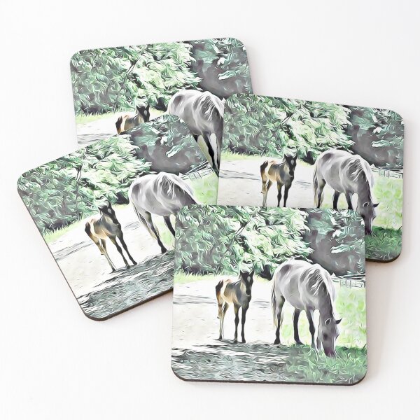 Item preview, Pony yegua y potro pastando designed and sold by AnnaB264.