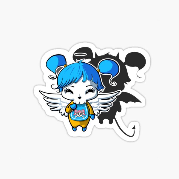 Kawaii Blue Angel Cupcake Sticker
