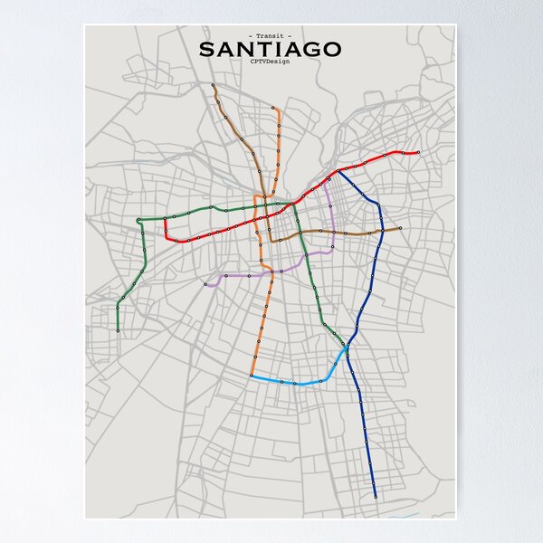 Item preview, Santiago Transit Map designed and sold by CPTVDesign.