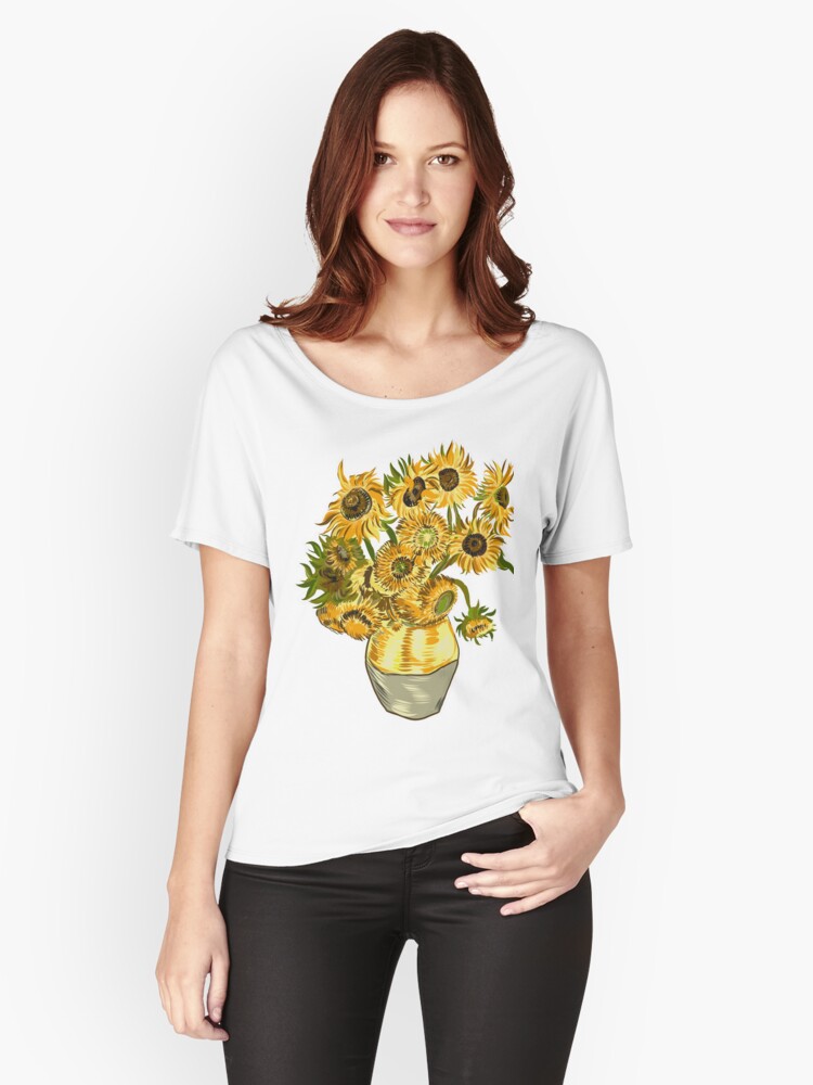 Thumbnail 1 of 3, Relaxed Fit T-Shirt, Still Life with Sunflowers designed and sold by CatharineJo.