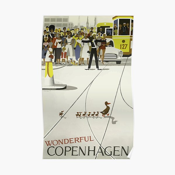 krans noodzaak Ongemak Vintage Copenhagen Denmark Ducks Crossing Road" Poster for Sale by  pdgraphics | Redbubble