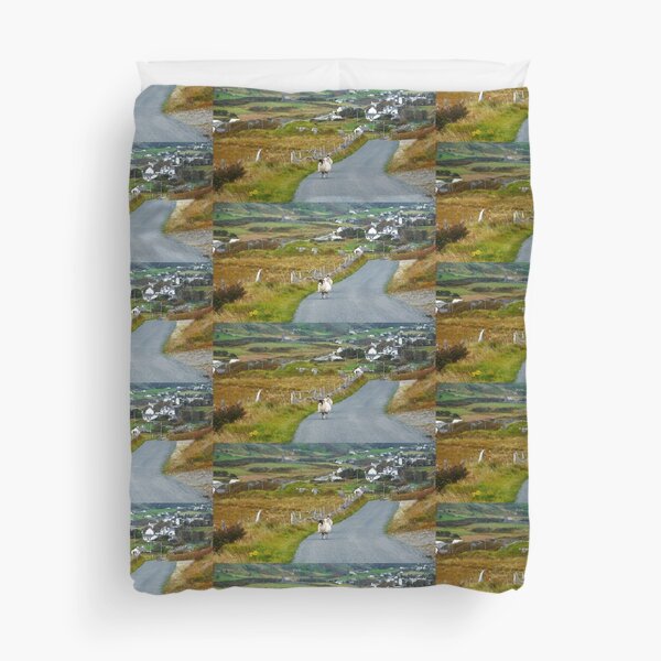 Taking a Walk Through the Town Duvet Cover