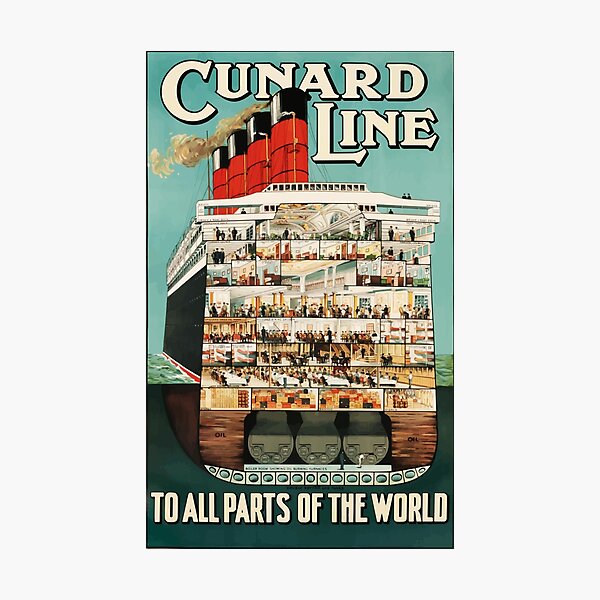 Cunard Line Cruise Liners - Vintage Travel Photographic Print