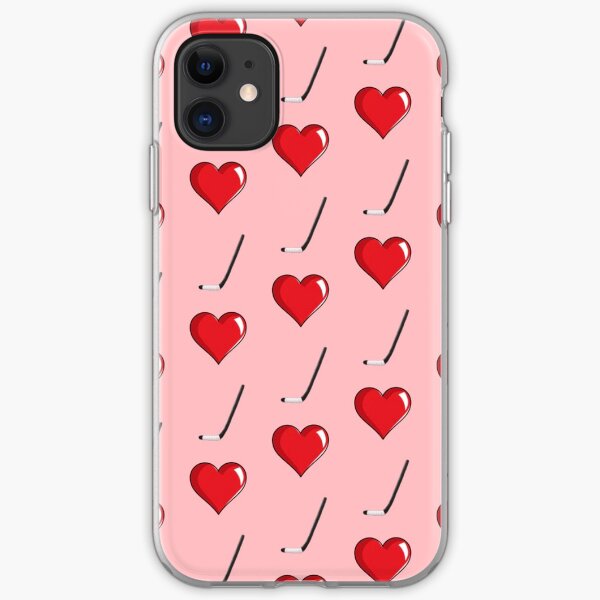Heart + Hockey Sticks Pattern iPhone Soft Case