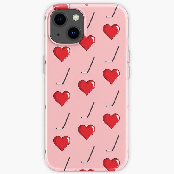 Heart + Hockey Sticks Pattern iPhone Soft Case